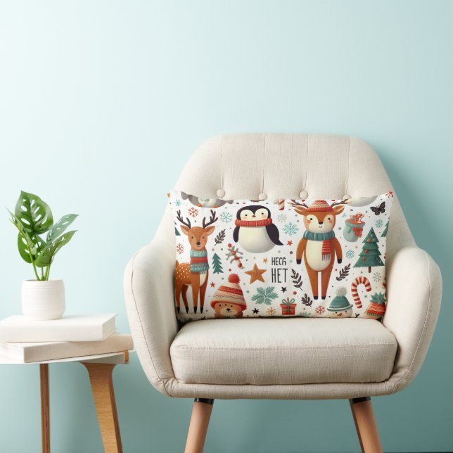 Merry Animal Friends Christmas Pillow (Chair)