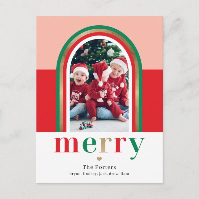 Merry Arch Christmas Photo Card Postcard (Front)