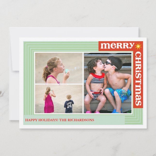 Merry Around x3 Holiday Card (Front)