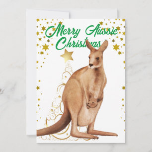 Merry Aussie Christmas Kangaroo Holiday Card