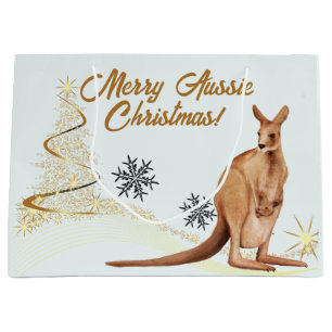 Merry Aussie Christmas Kangaroo Large Gift Bag