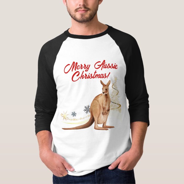 Merry Aussie Christmas Kangaroo T-Shirt (Front)