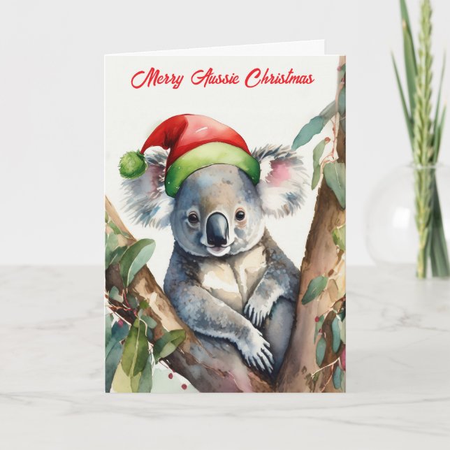 Merry Aussie Christmas Koala  Card (Front)