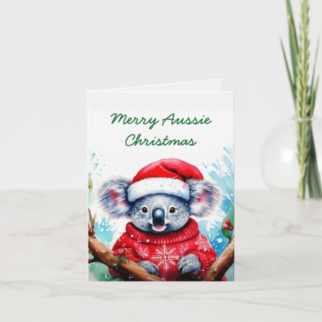 Merry Aussie Christmas Koala  Card (Front)