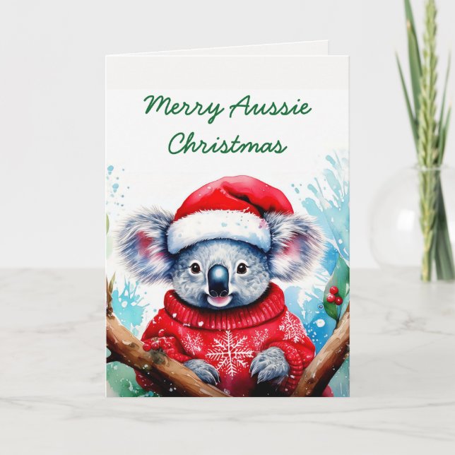 Merry Aussie Christmas Koala  Card (Front)