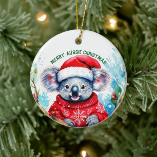 Merry Aussie Christmas Koala Ceramic Ornament