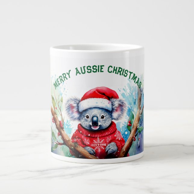Merry Aussie Christmas Koala  Large Coffee Mug (Front)