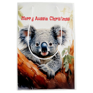 Merry Aussie Christmas Koala Medium Gift Bag