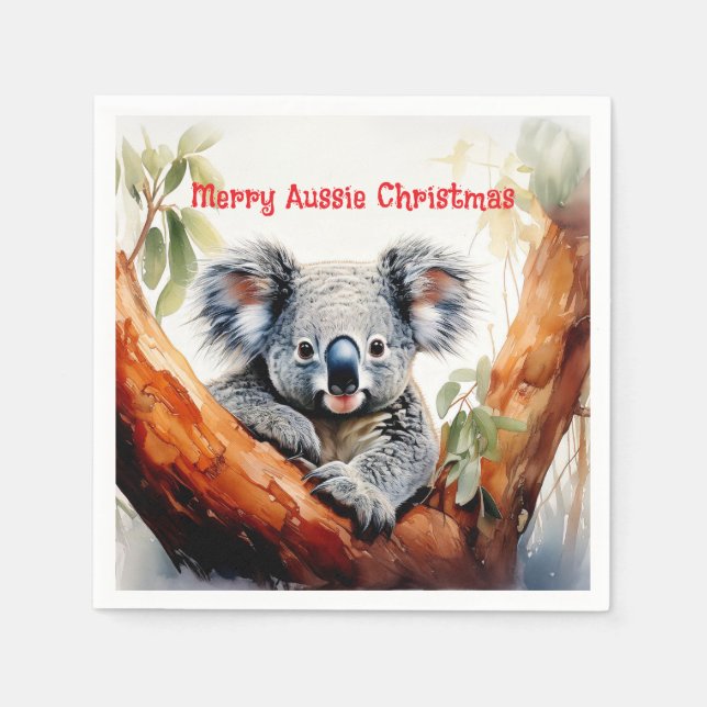 Merry Aussie Christmas Koala  Napkin (Front)