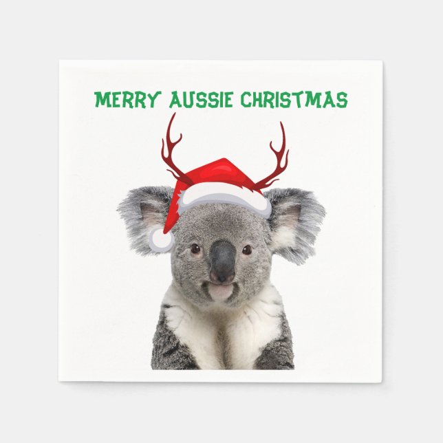 Merry Aussie Christmas Koala  Napkin (Front)
