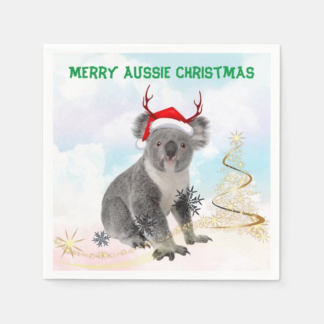 Merry Aussie Christmas Koala  Napkin (Front)