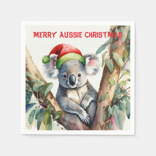 Merry Aussie Christmas Koala  Napkin (Front)
