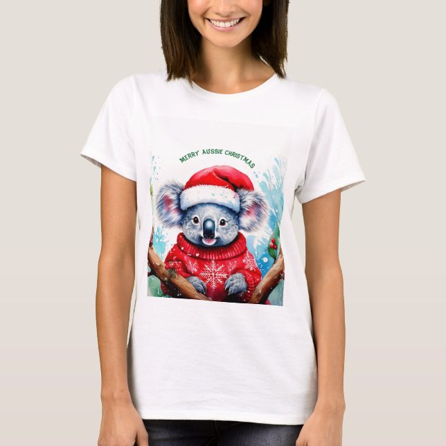 Merry Aussie Christmas Koala  T-Shirt (Front)