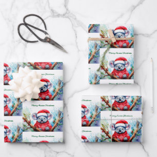 Merry Aussie Christmas Koala  Wrapping Paper Sheet