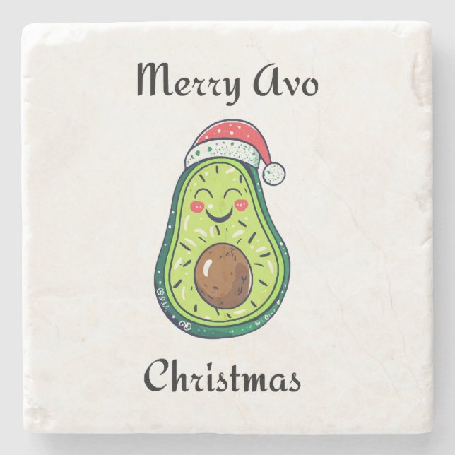 Merry Avo Christmas  Stone Coaster (Front)