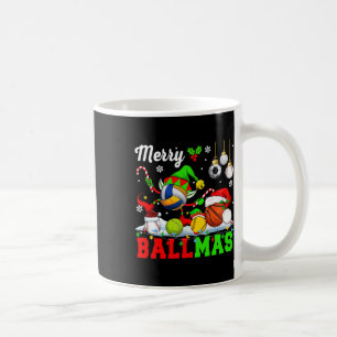 Merry Ballmas Xmas Santa Elf Volleyball Basketball Coffee Mug