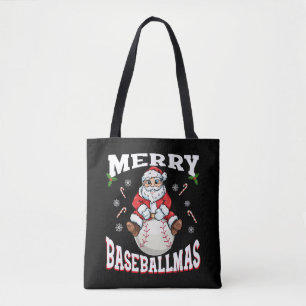 Merry Baseballmas Funny Christmas Baseball Santa Tote Bag