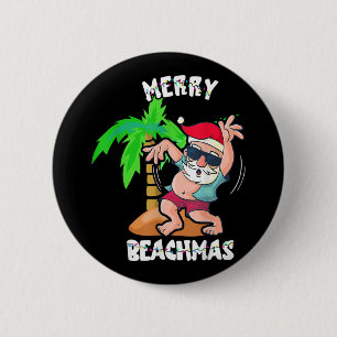 Merry Beach Christmas In July Funny Santa Xmas Poo 6 Cm Round Badge