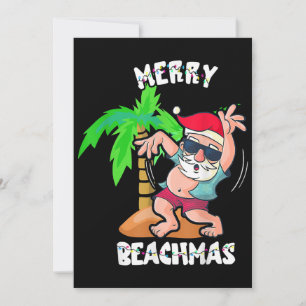 Merry Beach Christmas In July Funny Santa Xmas Poo Invitation