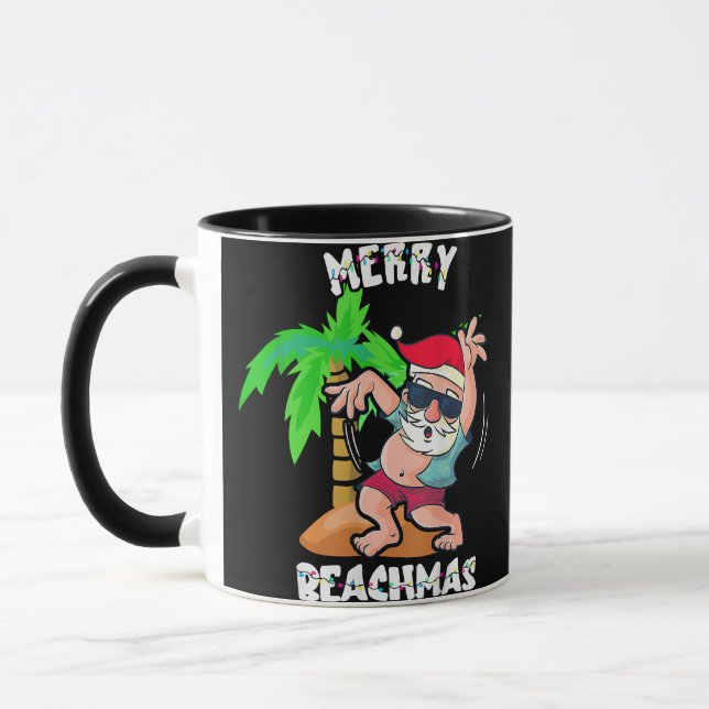 Merry Beach Christmas In July Funny Santa Xmas Poo Mug (Left)