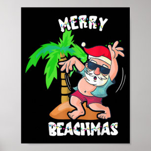 Merry Beach Christmas In July Funny Santa Xmas Poo Poster
