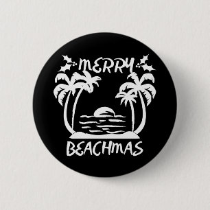 Merry Beachmas Christmas In July 6 Cm Round Badge