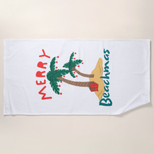 Merry Beachmas Christmas In July Beach Towel