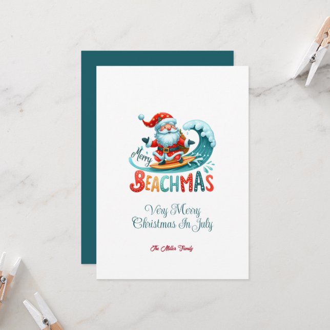 Merry Beachmas Christmas In July  Greeting Card (Front/Back In Situ)