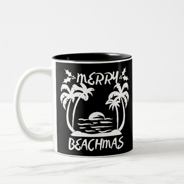 Merry Beachmas Christmas In July Two-Tone Coffee Mug (Left)
