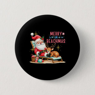 Merry Beachmas Hawaiian Coastal Christmas Cute San 6 Cm Round Badge