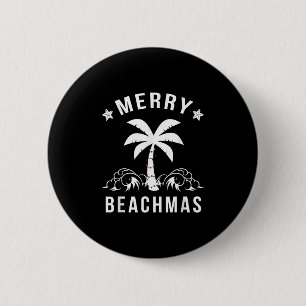 Merry Beachmas Palm Tree Beach Christmas 6 Cm Round Badge