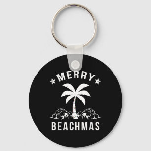 Merry Beachmas Palm Tree Beach Christmas Key Ring