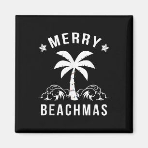 Merry Beachmas Palm Tree Beach Christmas Magnet