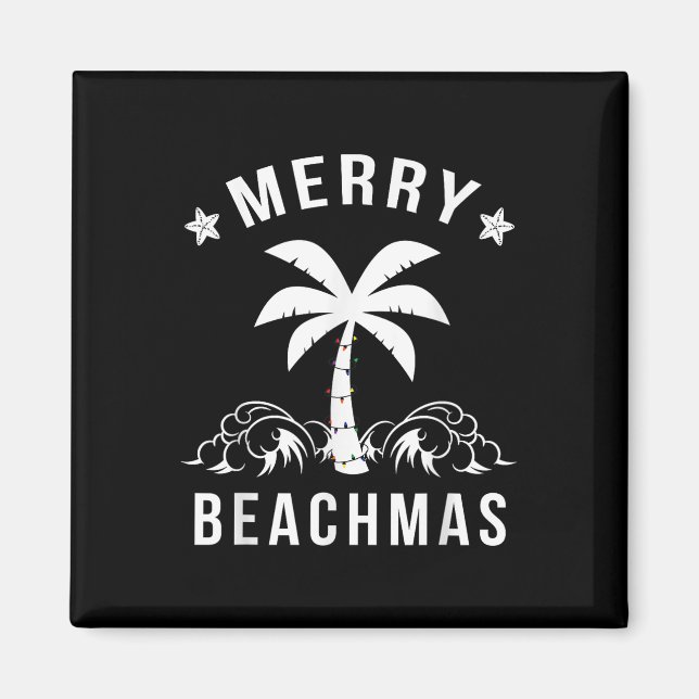 Merry Beachmas Palm Tree Beach Christmas  Magnet (Front)