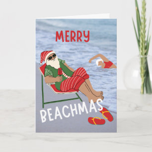 Merry Beachmas Santa on the Beach Christmas Card