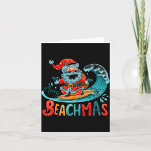 Merry Beachmas Santa Surfing Retro Design  Card