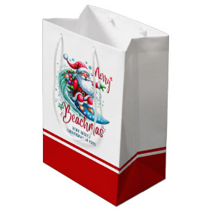 Merry Beachmas Santa Surfing Retro Design Medium Gift Bag