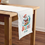 Merry Beachmas Santa Surfing Retro Design Short Table Runner<br><div class="desc">Merry Beachmas,  Santa surfin',  colourful retro typography,  Christmas in July design.</div>