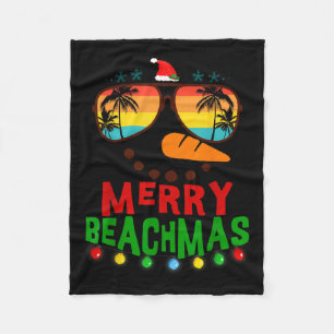 Merry Beachmas Trocal Christmas Hawaii Snowman Bea Fleece Blanket