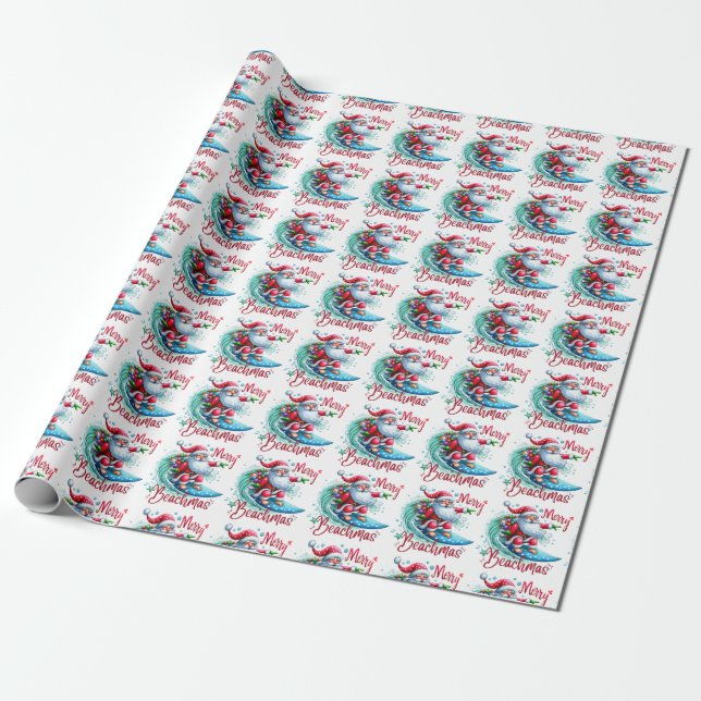 Merry Beachmas Wrapping Paper (Unrolled)