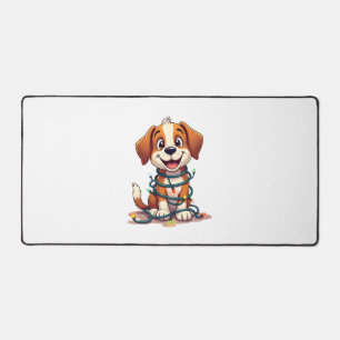 Merry Beagle Lights Desk Mat