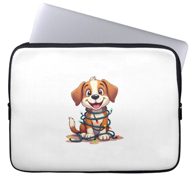 Merry Beagle Lights Laptop Sleeve (Front)
