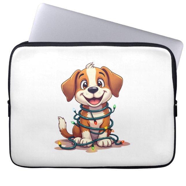 Merry Beagle Lights Laptop Sleeve (Front)
