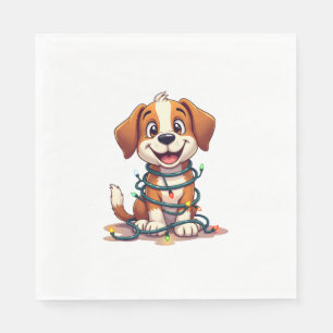 Merry Beagle Lights Napkin