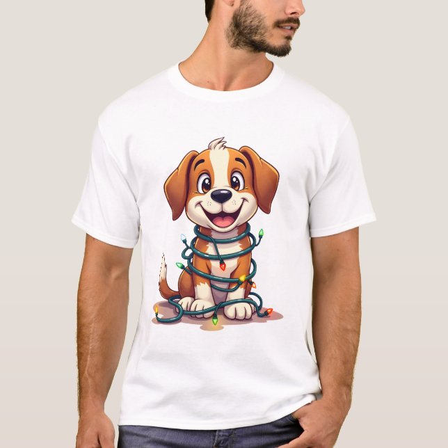 Merry Beagle Lights T-Shirt (Front)