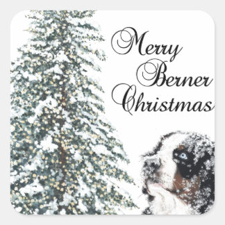 Merry Berner Christmas Square Sticker