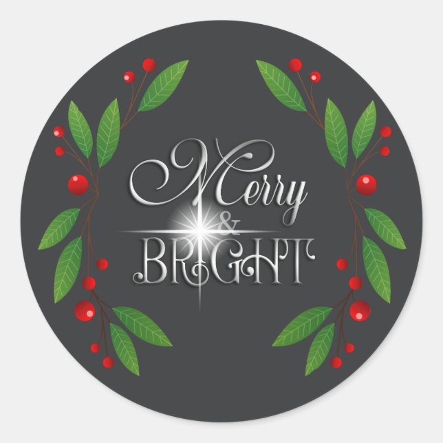 Merry Berry Bright Christmas Swag D591 Classic Round Sticker (Front)