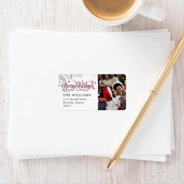 Merry Berry | Christmas Photo Return Address Label (Insitu)