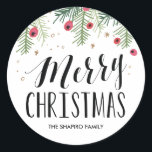 Merry Berry Collection Classic Round Sticker<br><div class="desc">Festive Christmas custom sticker.</div>