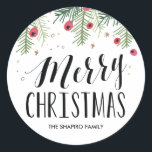 Merry Berry Collection Classic Round Sticker<br><div class="desc">Festive Christmas custom sticker.</div>